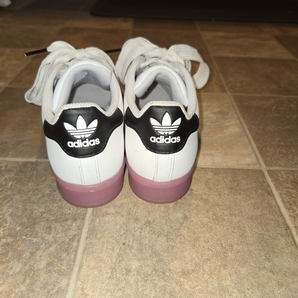 Adidas Kids White and Pink Sneakers